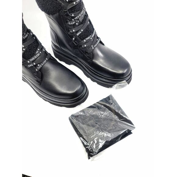 Ash Siberia Faux Fur & Leather Black Women's Combat Boots - NWT Size 7 - Picture 11 of 13